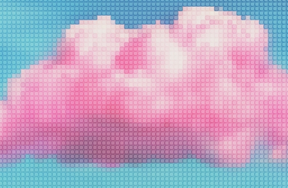 ピクセルに見立てたパズルで作った雲