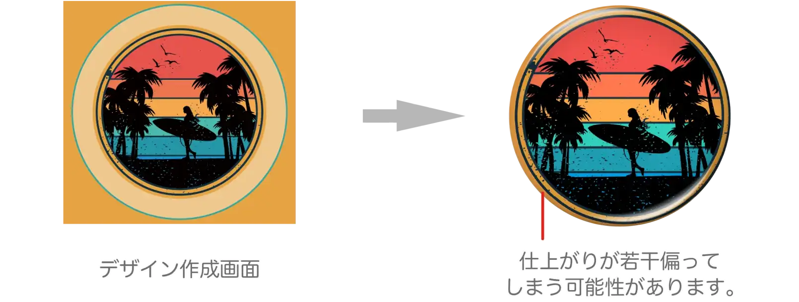 端にデザインすると若干偏ってしまうことがある