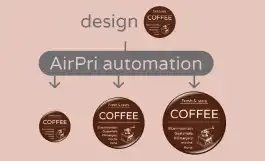 AirPriは缶バッジのサイズに応じてデザインを自動で変倍する