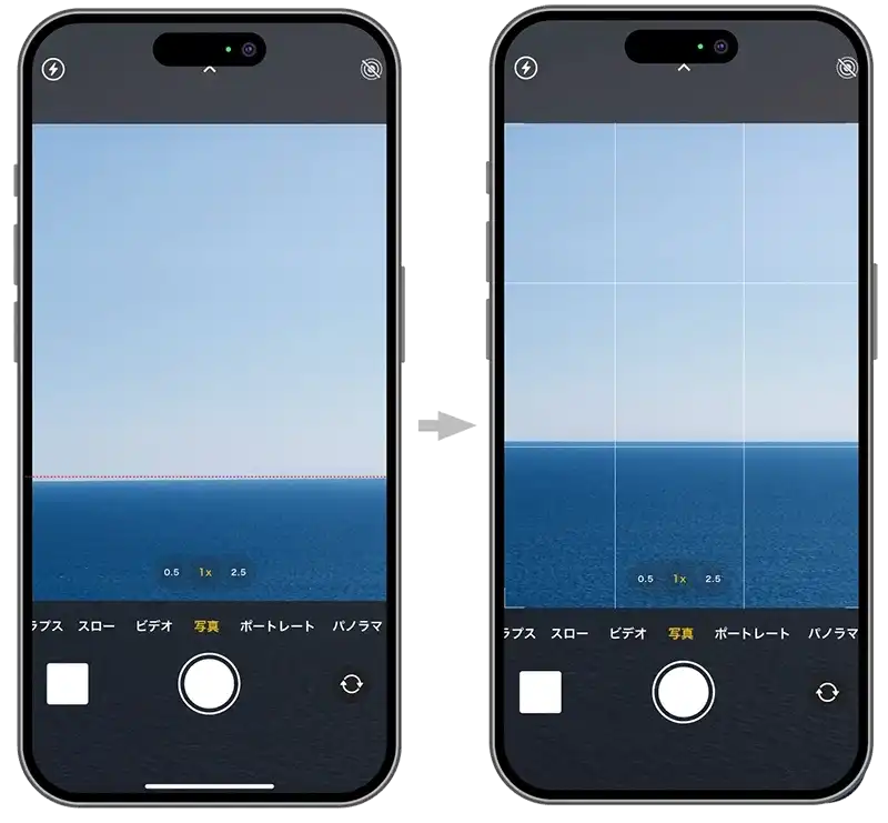 iPhoneで撮影する時に便利なグリッド線