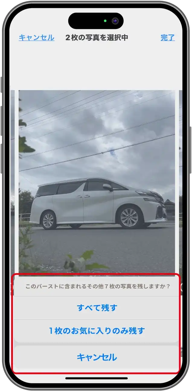 他の写真の処理をどうするか聞かれる
