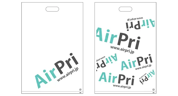 AirPriでオリジナルポリ袋を作った時のデザイン（文字を斜めにする）