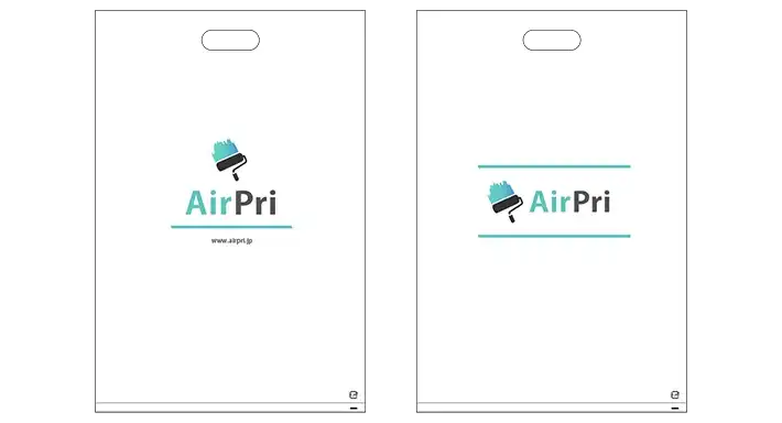 AirPriでオリジナルポリ袋を作った時のデザイン（上下にラインを入れる）