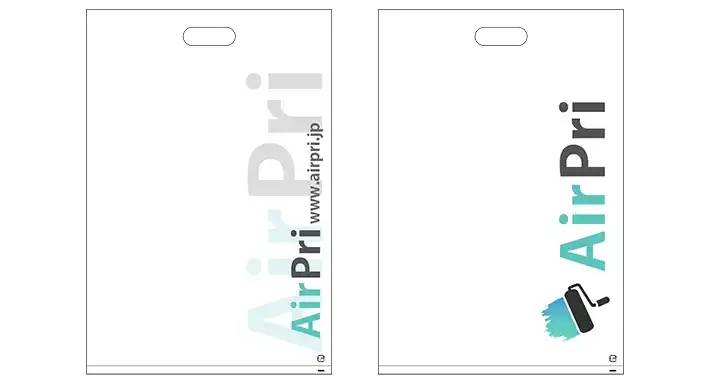 AirPriでオリジナルポリ袋を作った時のデザイン（文字を縦に配置）