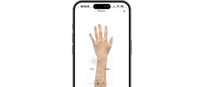 AirPriはタトゥーシールを貼った感じをプレビューで確認できる