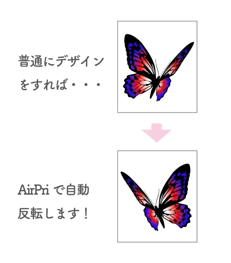 AirPriでタトゥーシールを作ると自動で反転してくれる