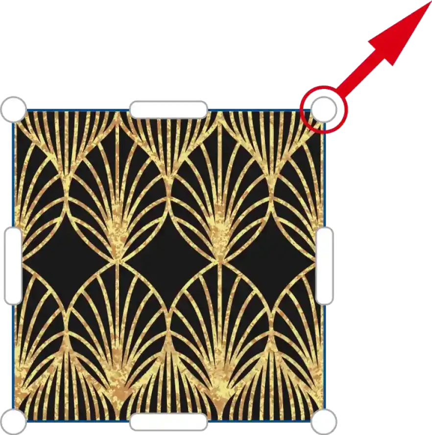 パターン模様は角を持って外へ広げると柄が大きくなる