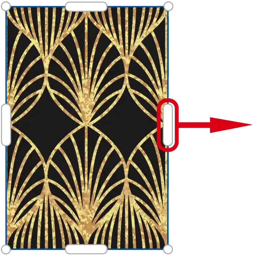 パターン模様は辺を持って外に広げると伸ばせる