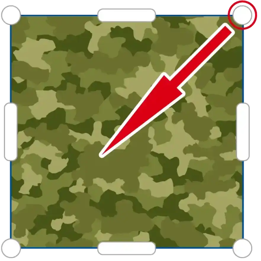 AirPriのパターンは角を持って内側に持っていくと縮まる