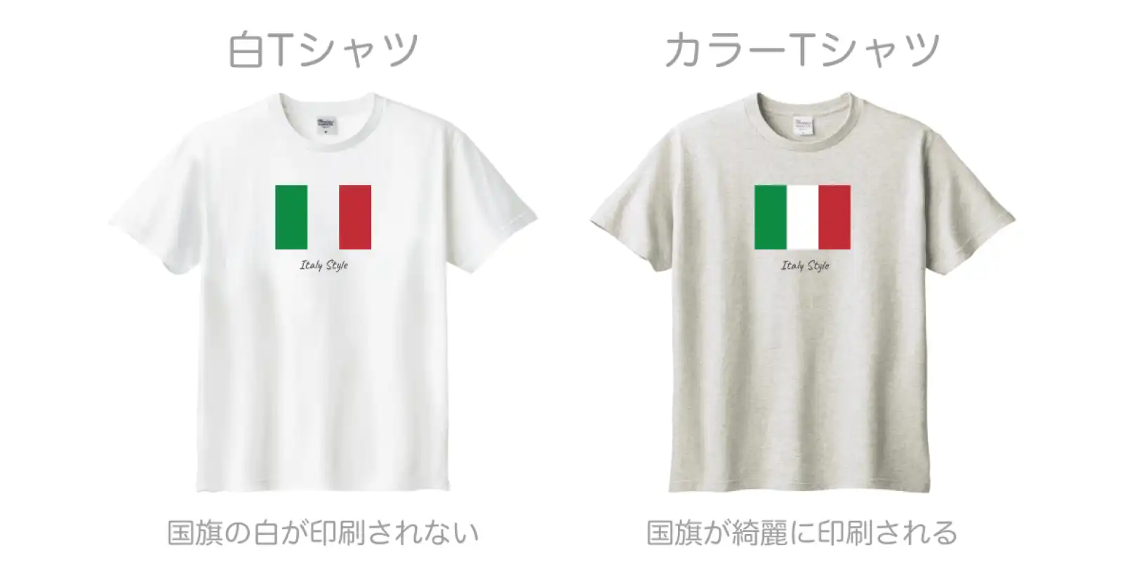 白Tシャツに白インクなしとありで印刷した違い