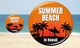 最小サイズと最大サイズの缶バッジのサイズ比較