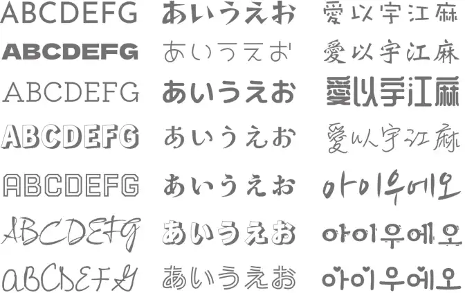 AirPriで扱っているたくさんのフォントの種類