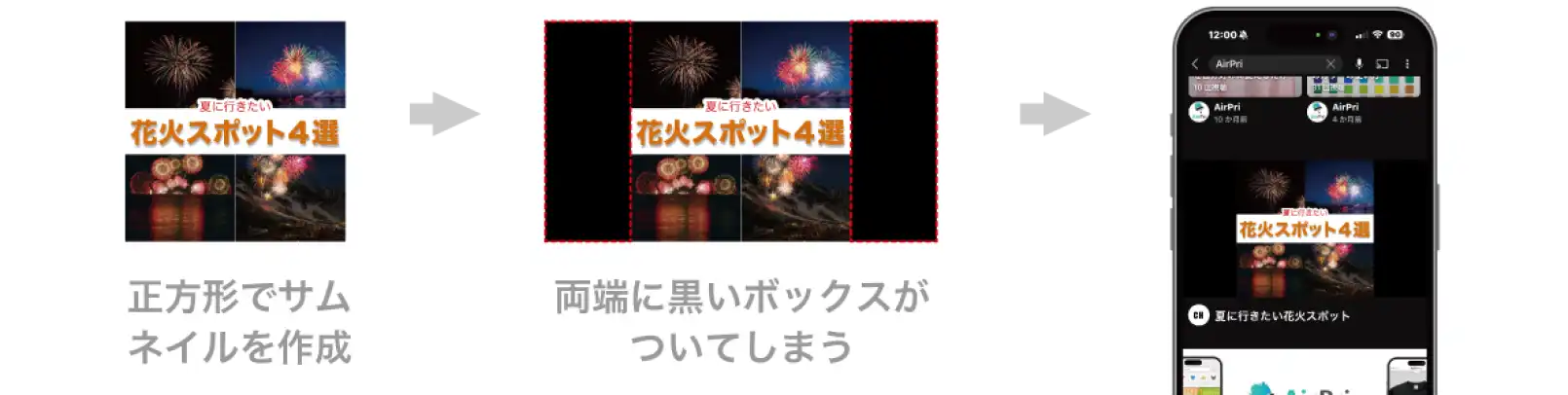 YouTubeのサムネイルサイズは正方形では作らない