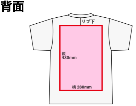 AirPriのTシャツ背面にオリジナルデザインが可能な範囲