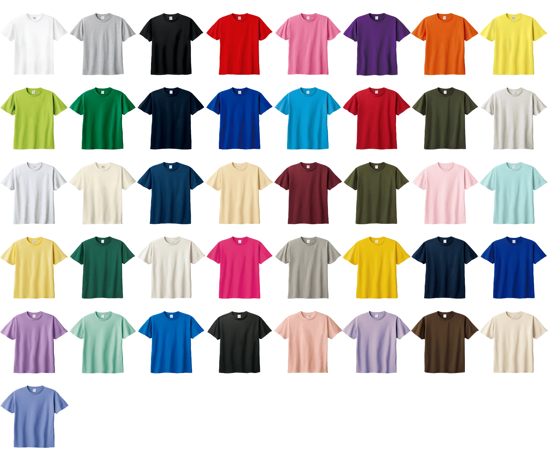 AirPriで扱っているオリジナルデザインができるTシャツのカラーバリエーション