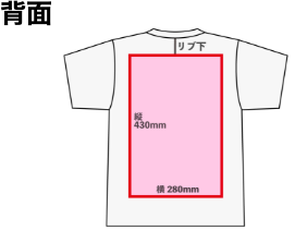 irPriのTシャツの背面プリントのサイズ
